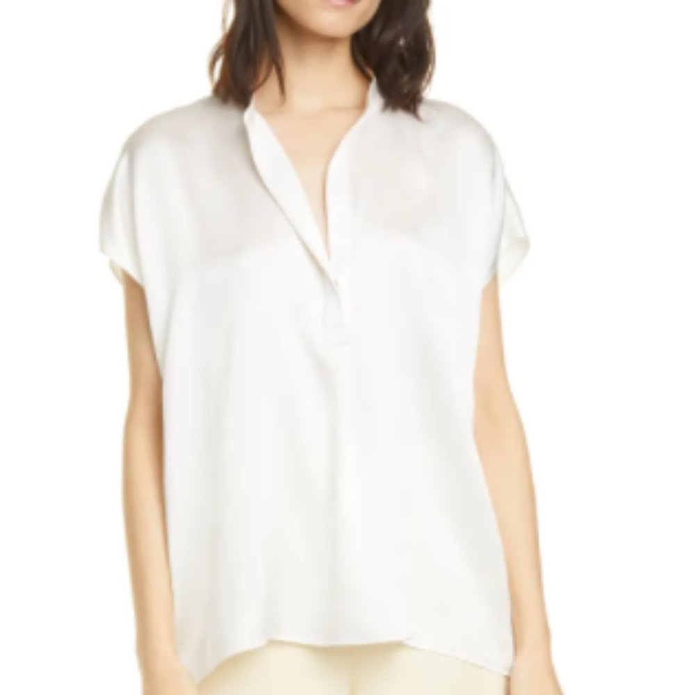 Vince White Silk Blouse size S